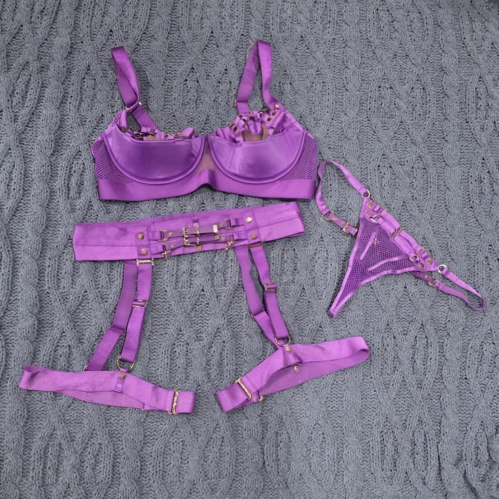 Honey Birdette Purple Satin Bra Intimates